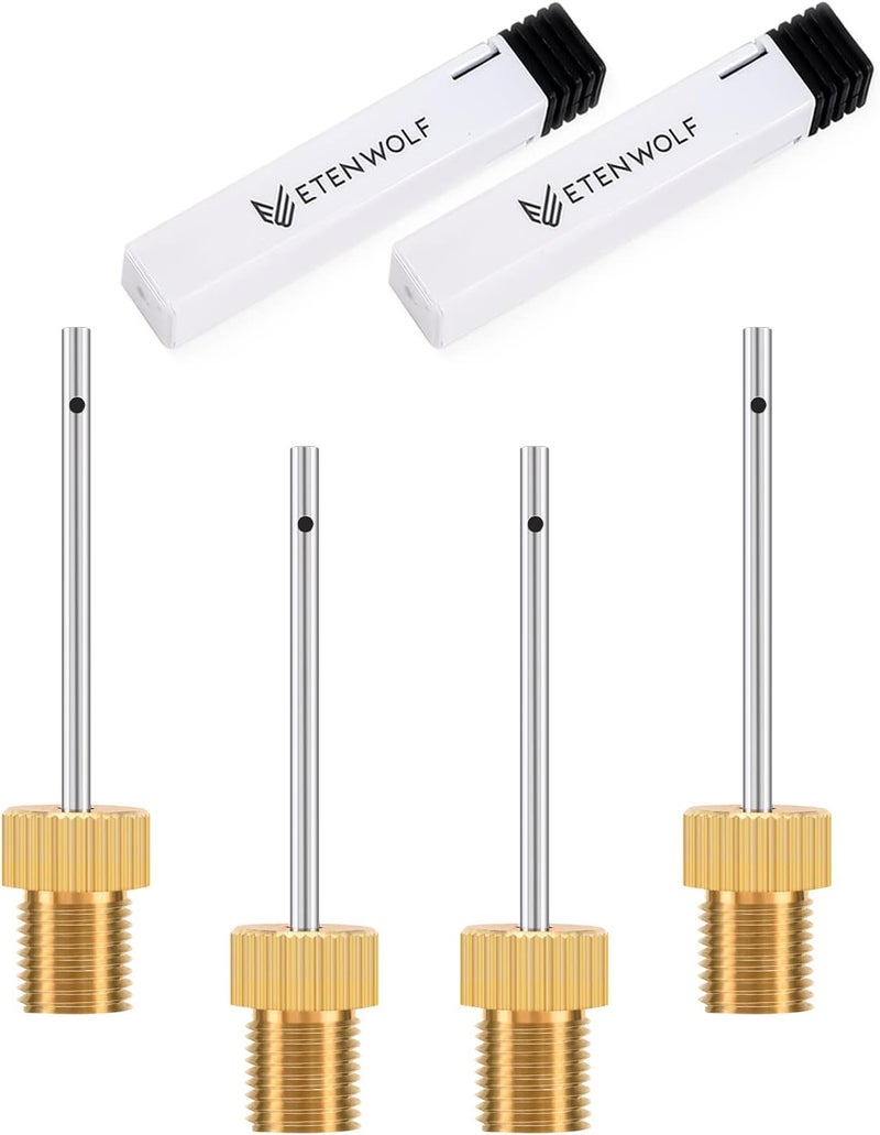 ETENWOLF Brass Ball Pump Needles with Storage Case, No Break Heavy Duty Air Pump Needles for Balls, Stainless Steel Body - Image 1